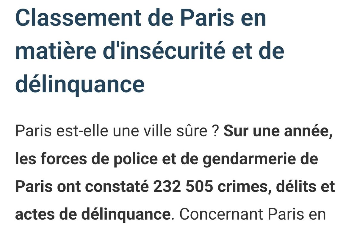 "Niveau inédit de délinquance" à Paris en 25 ans. Bizarre, ce n'est pas ce que dit... la police. Et tous ceux qui traînaient à Châtelet, gare du Nord ou  Stalingrad dans les années 2000 et habitent encore en IDF aujourd'hui ont dû hurler de rire en écoutant ça.