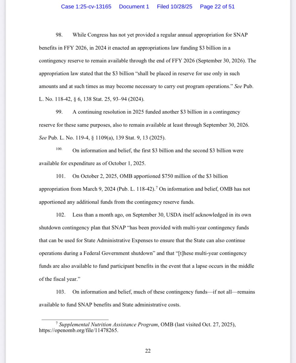 ConorLambPA's tweet image. Congress set aside $6 billion they could be using right now to keep funding SNAP.  Plus $23 billion more in a separate fund.  Excellent legal brief by @GovernorShapiro and other states, which they never should have had to even file.