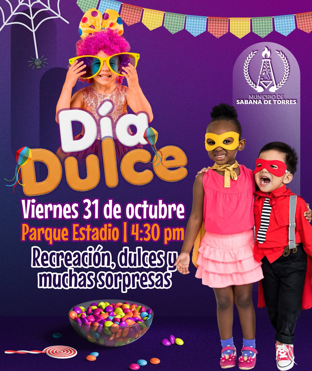 🎉Mañana viernes 31 de octubre celebraremos el #DíaDulce con una tarde familiar llena de colores, juegos y alegría en el Parque Estadio🍬 ¡Sorpresas y premios!🎁 Los esperamos en familia🤩