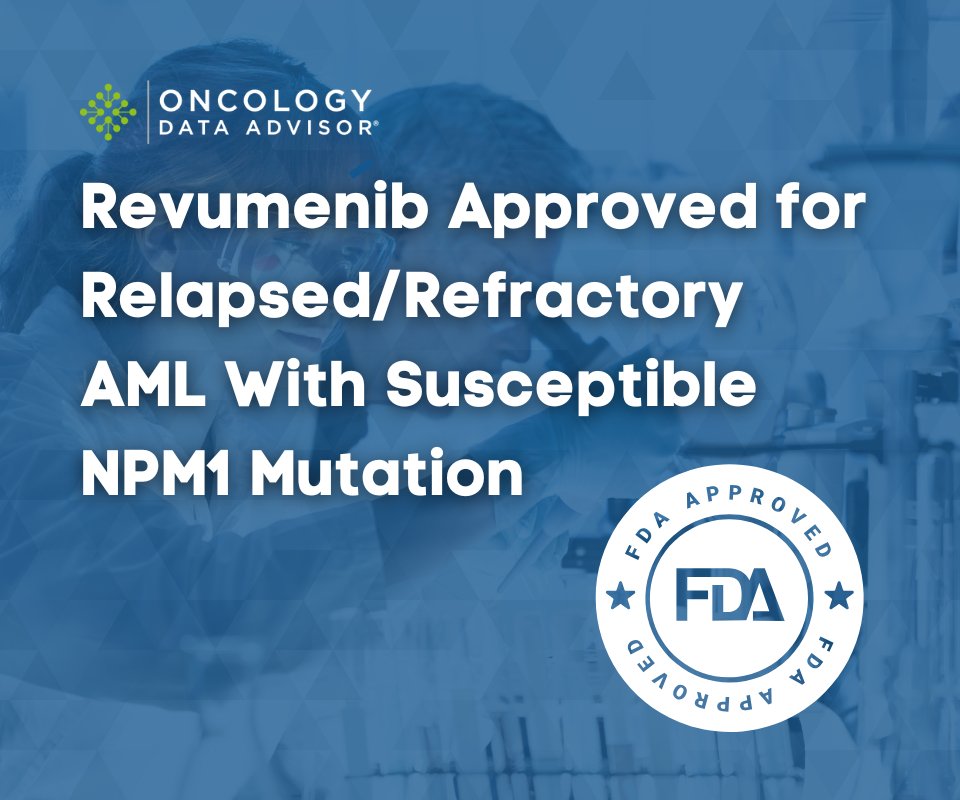 OncData's tweet image. The #FDA approved #revumenib for relapsed or refractory acute myeloid leukemia (#AML) with a susceptible nucleophosmin 1 (#NPM1) mutation. 

🔗Learn more about the #AUGMENT101 trial and approval here: oncdata.com/revumenib-appr…