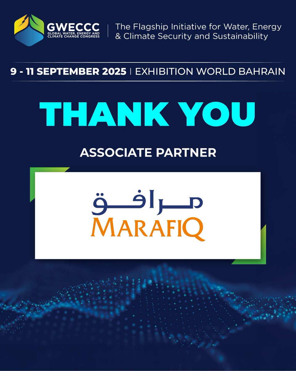 gweccc's tweet image. We extend our sincere appreciation to @MarafiqOfficial for partnering with the #GWECCC2025 as an Associate Partner.

Marafiq’s active participation highlights its commitment to delivering sustainable utility solutions and advancing integrated water and energy management in line…