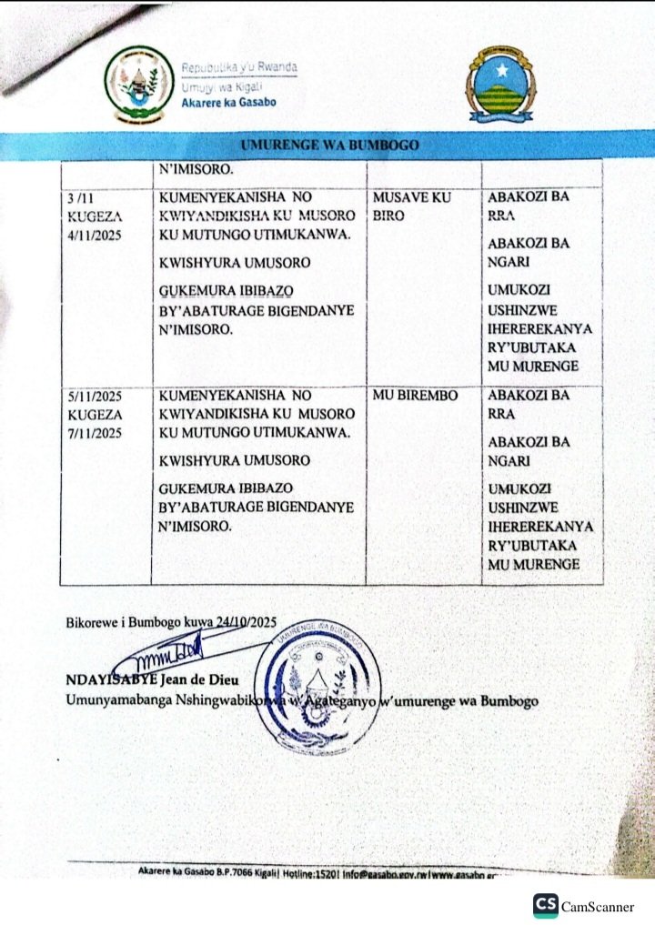 ITANGAZO
Ubuyobozi bw'Umurenge wa Bumbogo buramenyesha abaturage bose  <a href="/BumbogoS/">Bumbogo Sector</a> bafite ubutaka basorera ko kuva kuwa 27/10-14/11/2025 <a href="/CityofKigali/">City of Kigali</a>  hateganyijwe ukwezi kwahariwe umusoro <a href="/rrainfo/">Rwanda Revenue Authority (RRA)</a> w'imitungo itimukanwa " Property Tax Month". <a href="/Gasabo_District/">Gasabo District</a>