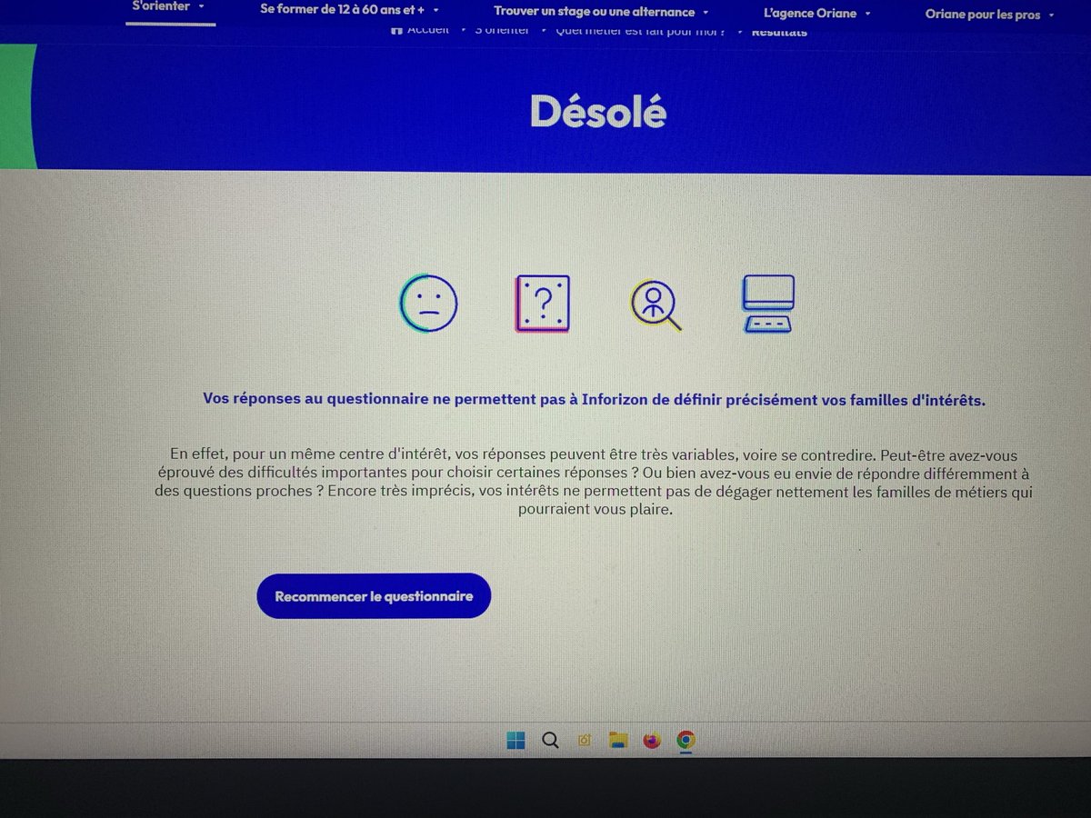 Mais mm le quizz il sait pas quel métier me conseiller