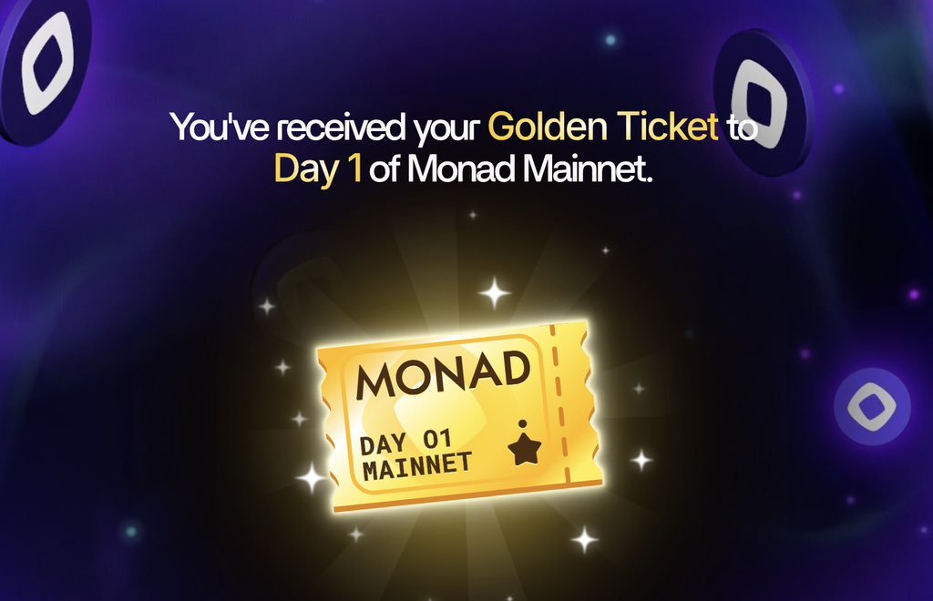 GOLDEN TICKET DAY 1 🟡

Are you receive it? 

Like, RT and drop your MON wallet address for one ticket 👇