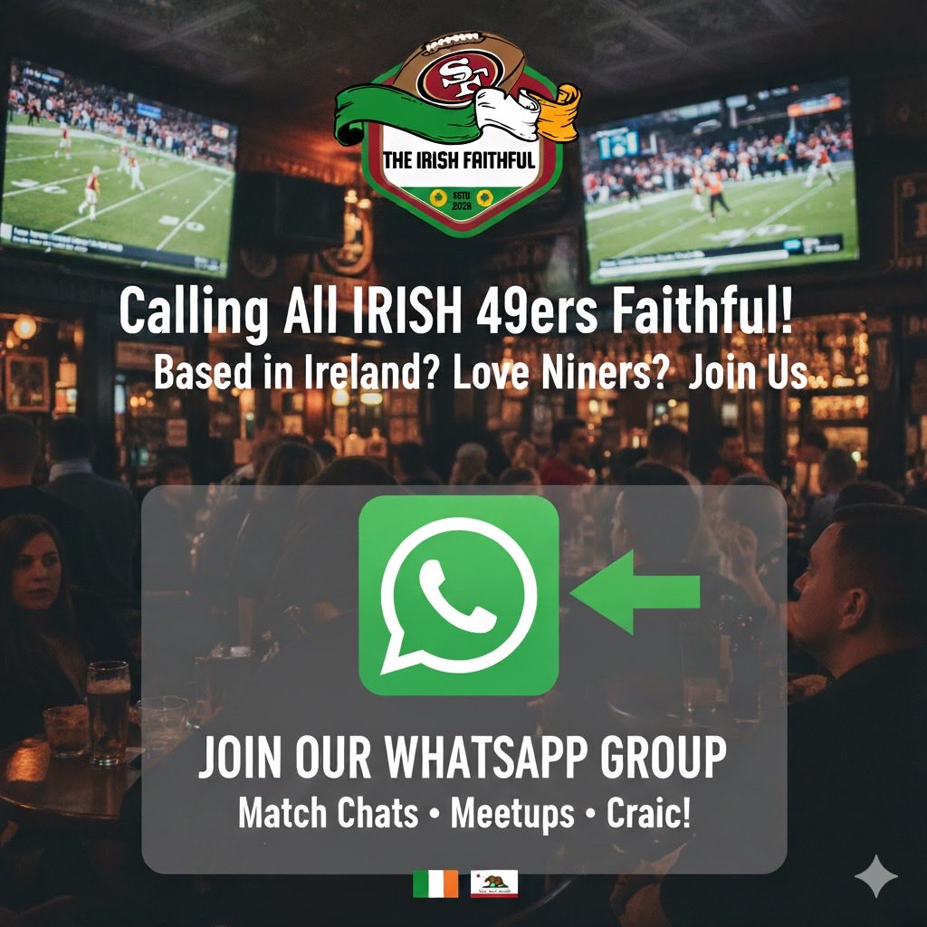 Calling all <a href="/49ers/">San Francisco 49ers</a> fans in Ireland 🇮🇪 or Irish Niners Faithful living abroad! 🏈
We're building a global community and want you to join us! Drop us a DM to get the link to our WhatsApp group.
#bangbangninergang #buildingaglobalcommunity #niners #49ers #49ersfaithful