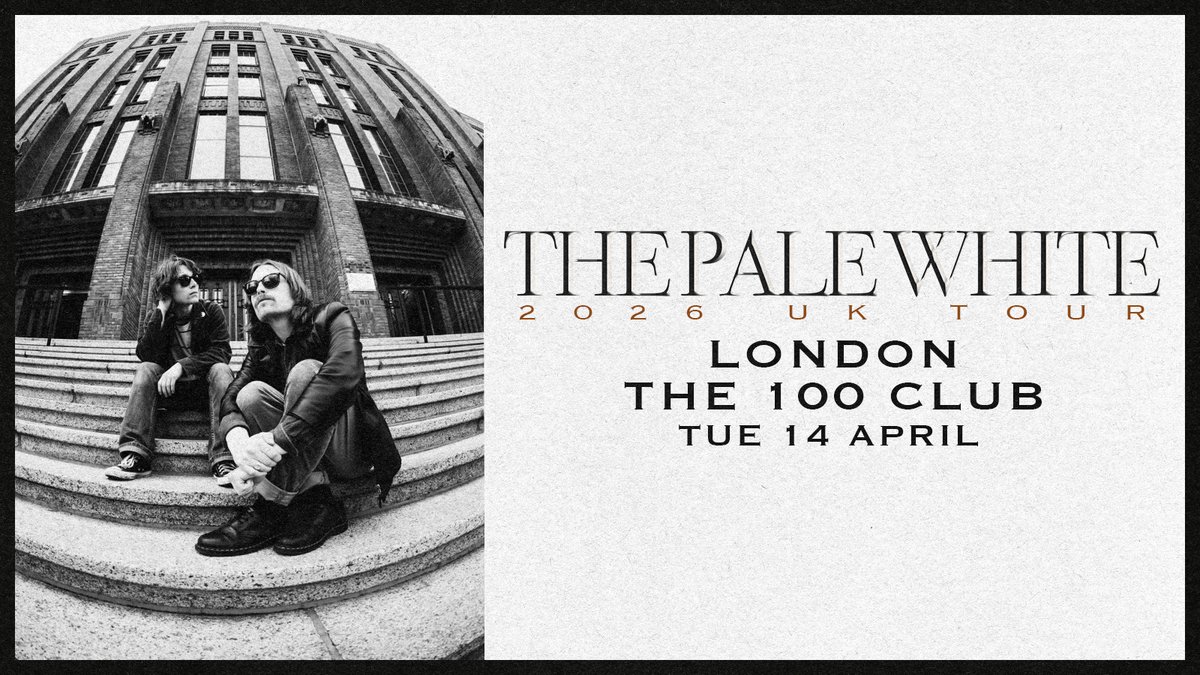 MetropolisMusic's tweet photo. #METpresale >> @thepalewhite will play @100clubLondon in April
 
 🎟️ Sign up to MetMusic to access tickets now 
 
🔗 https://t.co/c1RaGLGISN https://t.co/it9yKc1hJU