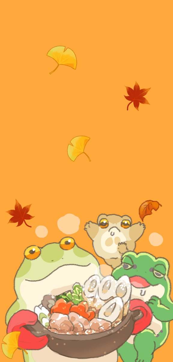 11月の無料壁紙です🐱🐸🍲🥧 保存してご利用ください📅🍂