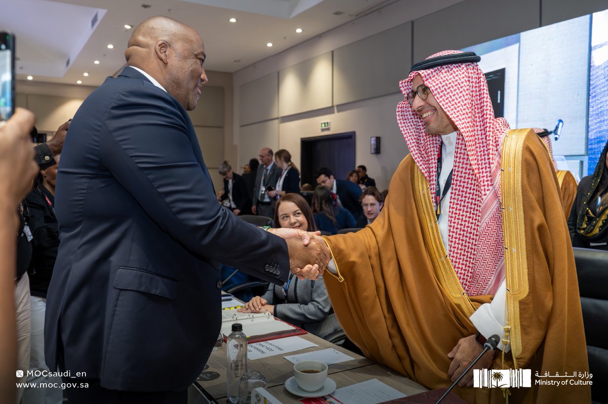 mocsaudi_en's tweet image. HE Assistant Minister of Culture Rakan Altouq delivered a speech on behalf of HH @BadrFAlSaud, Saudi Minister of Culture, at the sixth #G20 Cultural Ministerial Meeting in South Africa. The statement highlighted culture’s role in sustainable development and fostering meaningful…