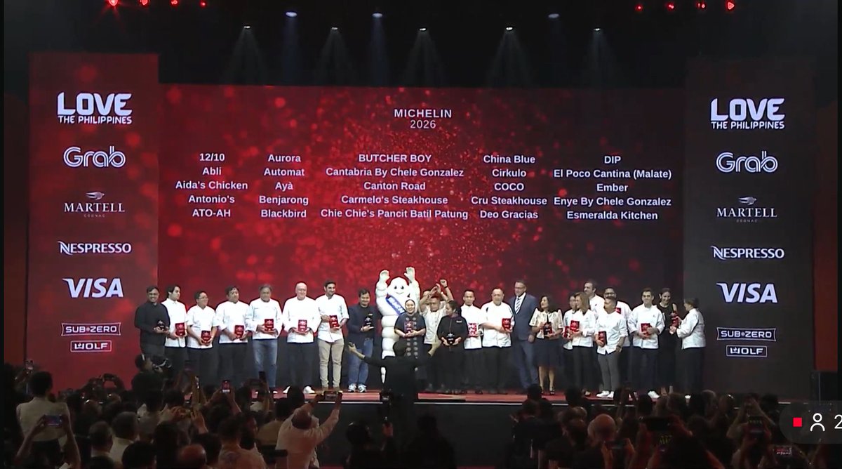 philstarlife's tweet image. These restaurants have been Michelin Selected in the Michelin Guide Philippines 2025:

12/10, Abli, Aida's Chicken, Antonio's, ATO-AH, Aurora, Automat, Ayà, Benjarong, Blackbird, Butcher Boy, Cantabria by Chele Gonzalez, Canton Road, Carmelo's Steakhouse, Chie Chie's Pancit Batil…