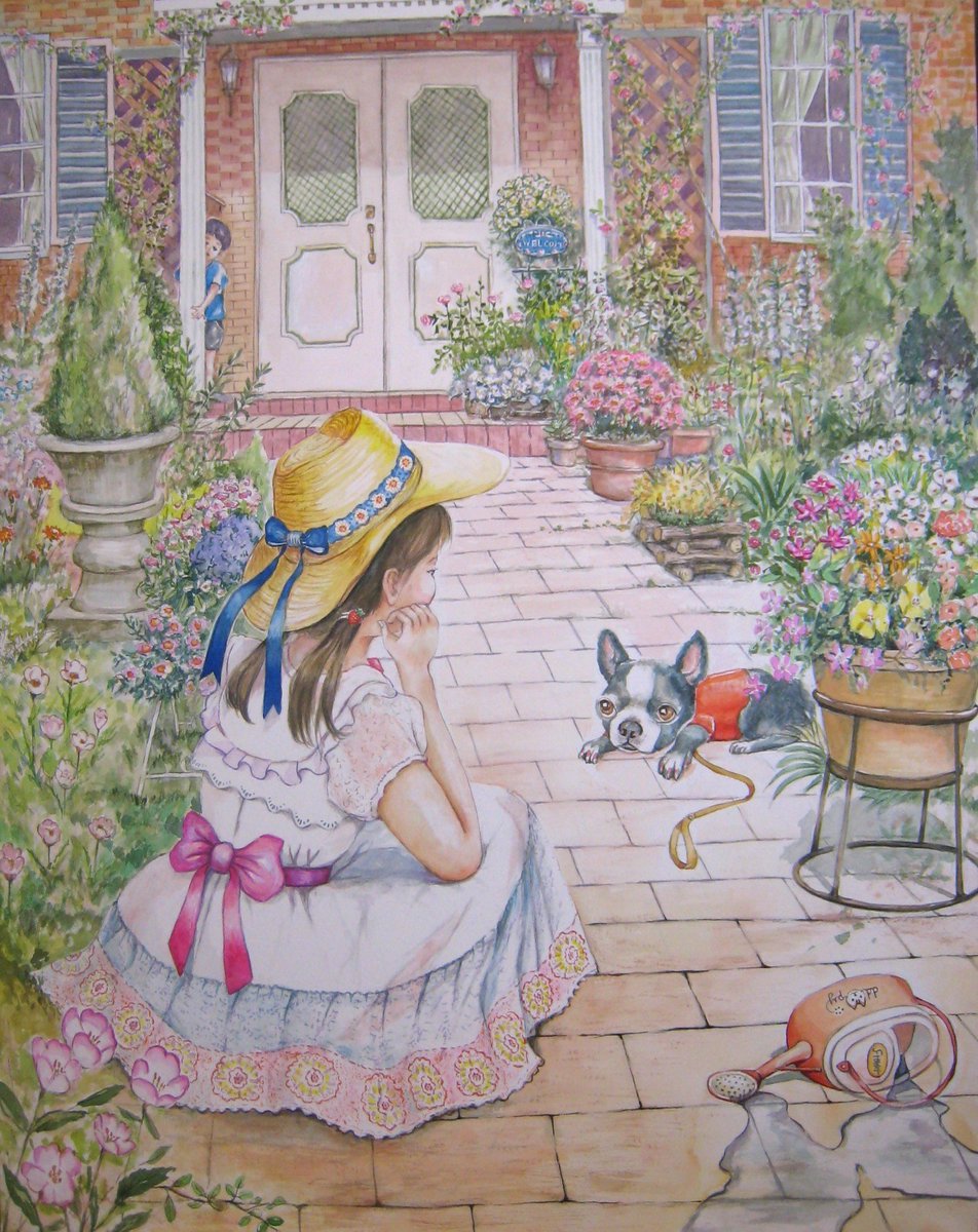 第51回
現代童画展出品作品
｢ねえ、どうして？｣
F50号水彩
#現代童画展