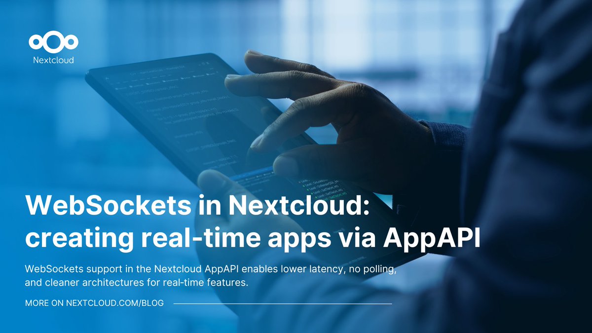 Nextclouders's tweet image. With #WebSockets support in #Nextcloud AppAPI ecosystem, you can create apps for Nextcloud with streamlined real-time features. 🏎️

Discover WebSockets, understand how they work in Nextcloud, what apps already use them, and where to get started:

nextcloud.com/blog/websocket…
