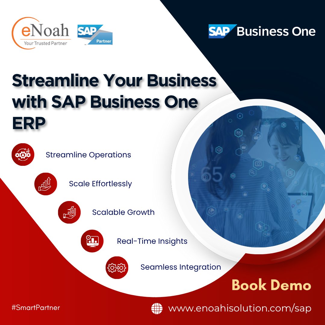 enoahisolution's tweet image. Streamline your business with SAP Business One! Boost efficiency, scale easily, and gain real-time insights. Book Demo: bit.ly/3ME9oXW

#SAPB1 #ERP #ManufacturingExcellence #DigitalTransformation #SmartManufacturing #BusinessGrowth #eNoah