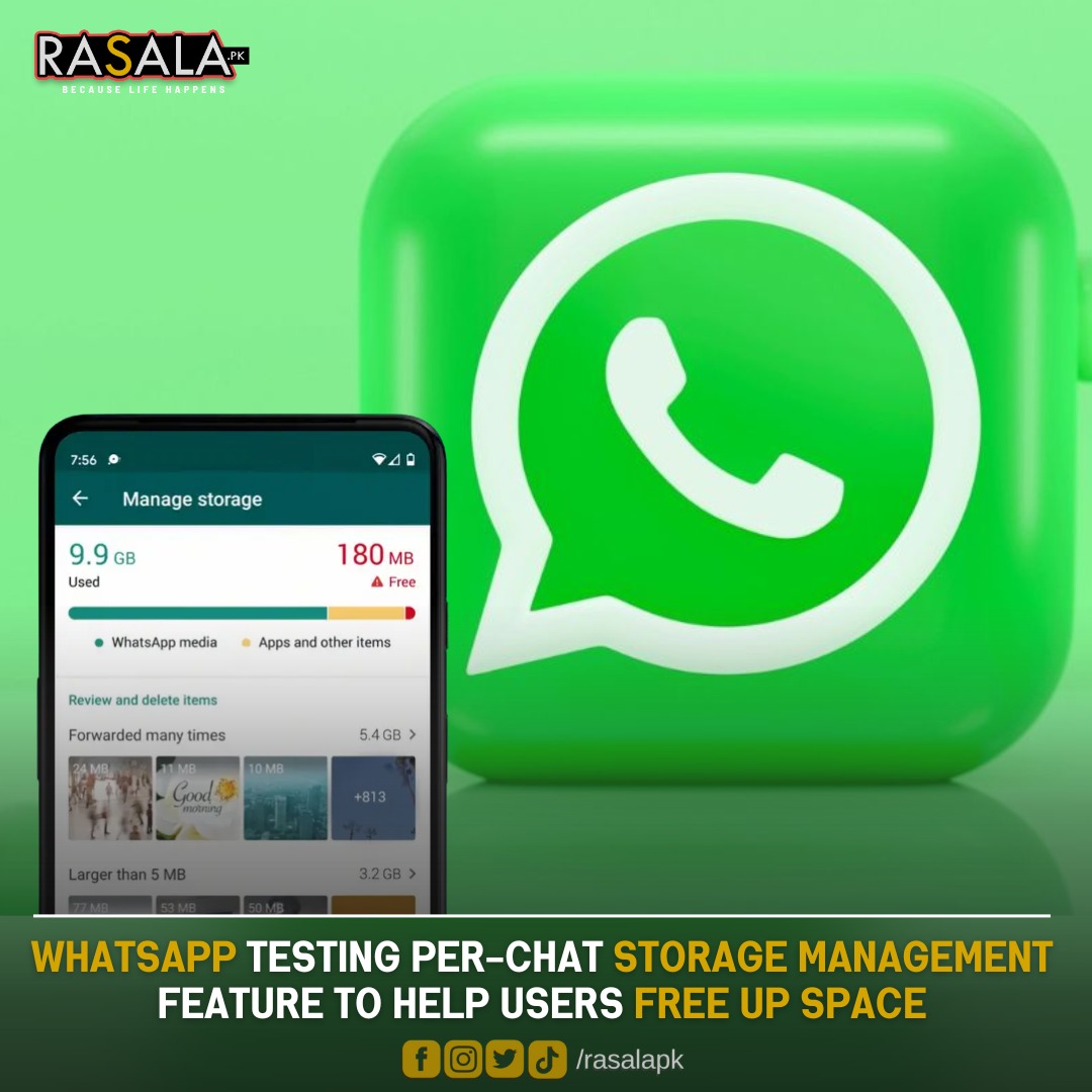 rasalapk's tweet image. Say goodbye to storage clutter! WhatsApp is rolling out a new “Manage Storage” feature that lets you clear space one chat at a time,  no more digging through endless media across all chats! #WhatsAppUpdate #StorageFix #TechNews