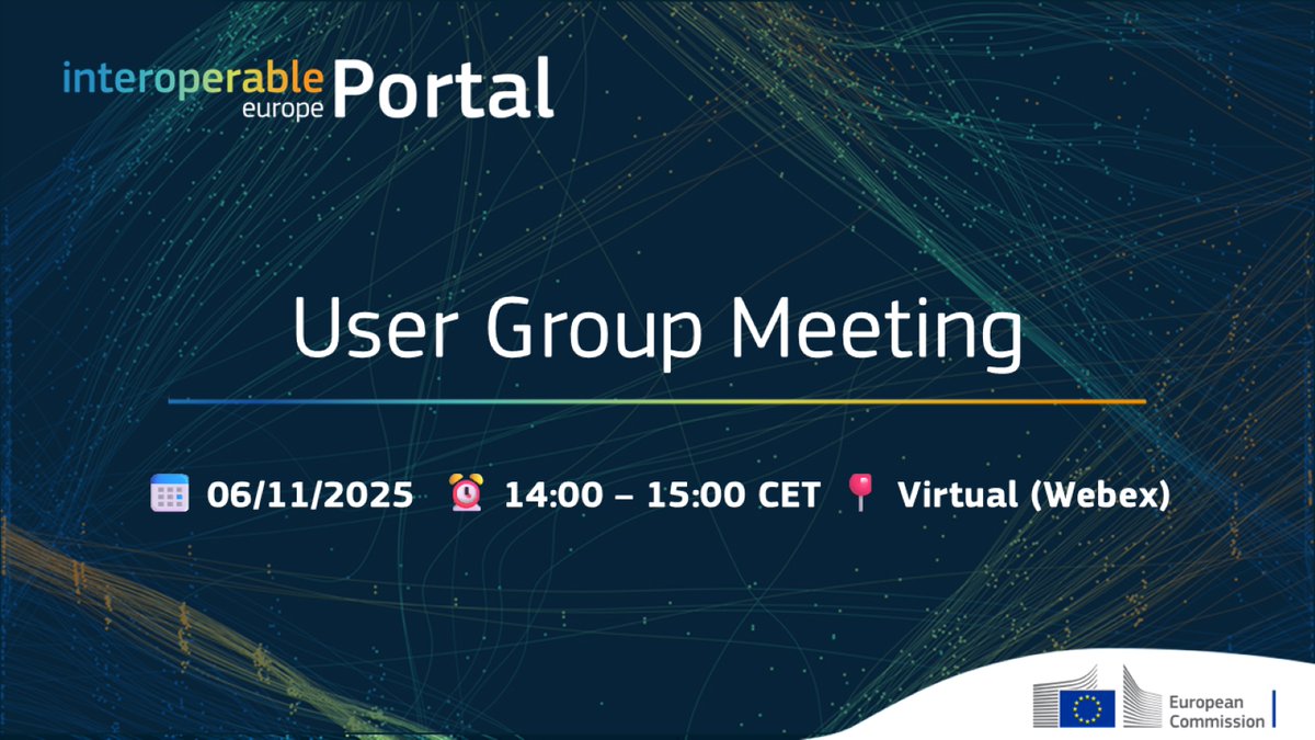 Within 7 days, the #InteroperableEuropePortal will organise its latest #UserGroupMeeting!

Discover the latest Portal features, as well as how Portal spaces strongly related to the #InteroperableEuropeAct contribute to its implementation.

Register here:
👉link.europa.eu/Q8XRnb