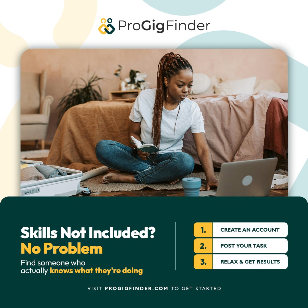 Staring at a project you have no clue how to tackle and pretending you'll figure it out? 😀 Post it on ProGigFinder and let our freelancers who actually know their stuff handle it flawlessly.
Get started today: progigfinder.com