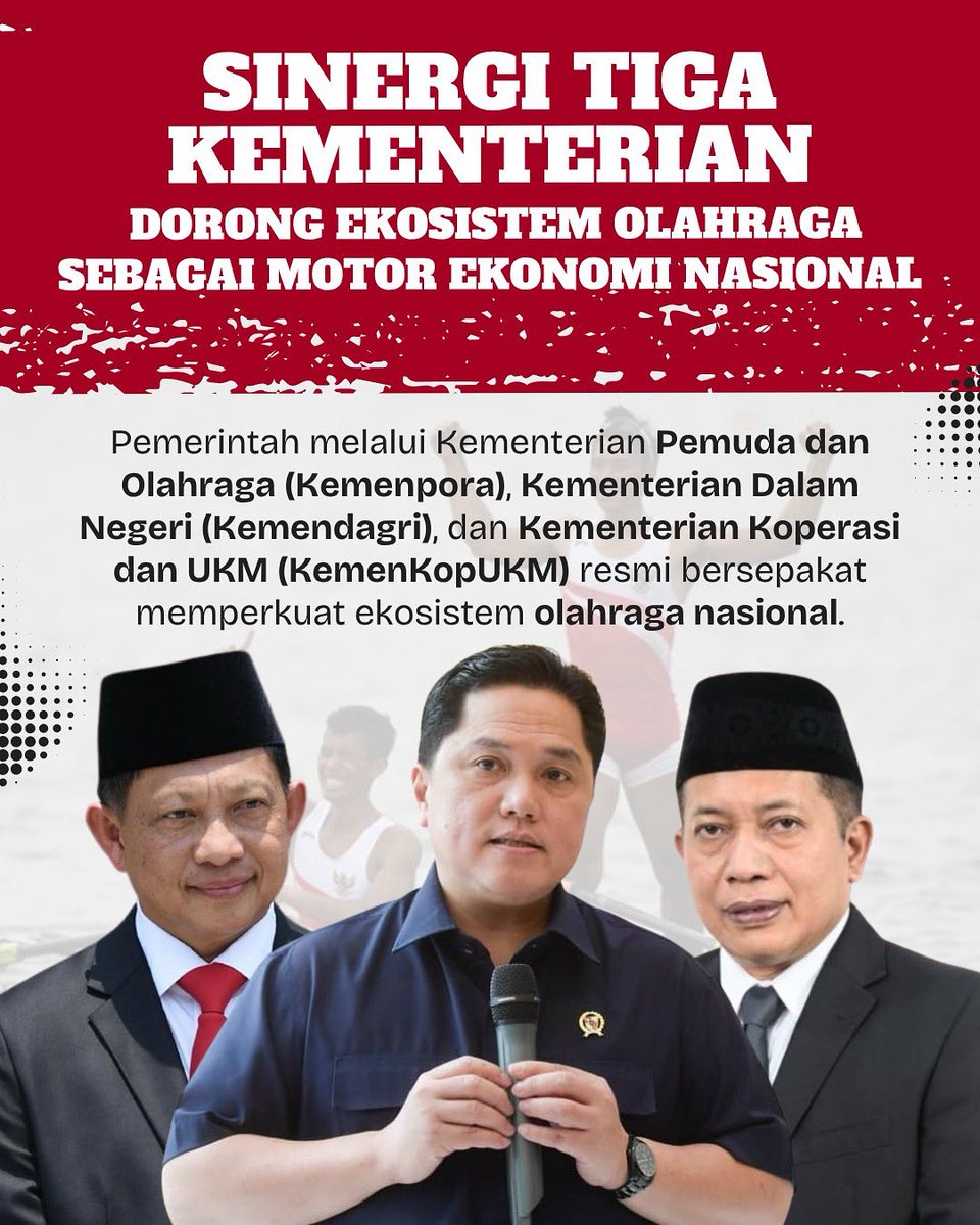 Sinergi tiga kementerian dorong ekosistem olahraga #berita #kemenpora #menporafu #erickthohir