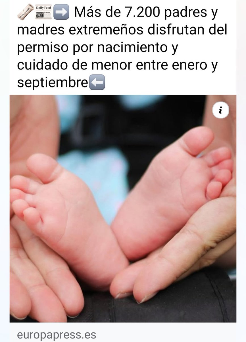 🗞📰➡️ Más de 7.200 padres y madres extremeños disfrutan del permiso por nacimiento y cuidado de menor entre enero y septiembre⬅️
europapress.es/extremadura/no…