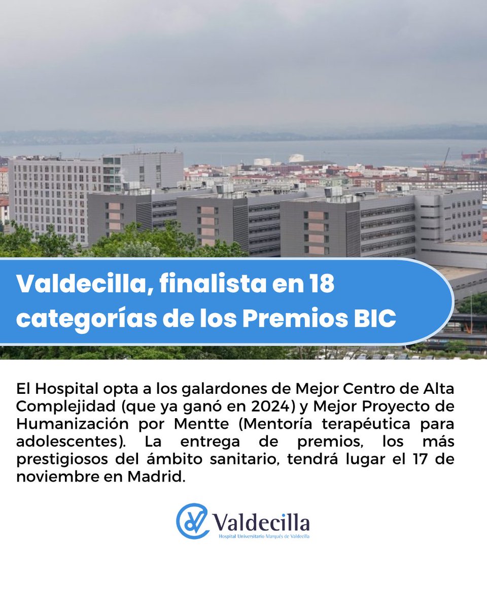 🎉 𝗦𝗼𝗺𝗼𝘀 𝗳𝗶𝗻𝗮𝗹𝗶𝘀𝘁𝗮𝘀 𝗲𝗻 𝟭𝟴 𝗰𝗮𝘁𝗲𝗴𝗼𝗿𝗶́𝗮𝘀 𝗱𝗲 𝗹𝗼𝘀 𝗣𝗿𝗲𝗺𝗶𝗼𝘀 𝗕𝗜𝗖

Organizados por <a href="/GacetaMedicaCom/">Gaceta Médica</a> y la Cátedra de Innovación y Gestión Sanitaria de la <a href="/urjc/">URJC</a>, son los galardones más prestigiosos del sector sanitario 

🔗 humv.es/2025/10/30/el-…