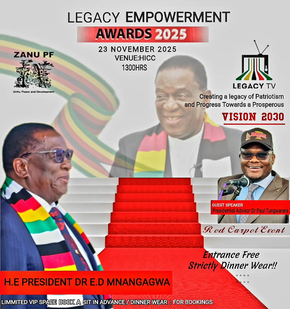 <a href="/africa_congress/">African Youth Congress</a> to receive a prestigious award at the The Legacy awards Slated for 23rd Nov, 2025 at International conference Centre Harare . AYC  Patron, H.E DR Cde <a href="/edmnangagwa/">President of Zimbabwe</a> to officiate the historic.
The Co-Patron H.E MzeeWaKazi <a href="/KagutaMuseveni/">Yoweri K Museveni</a> to be honored.