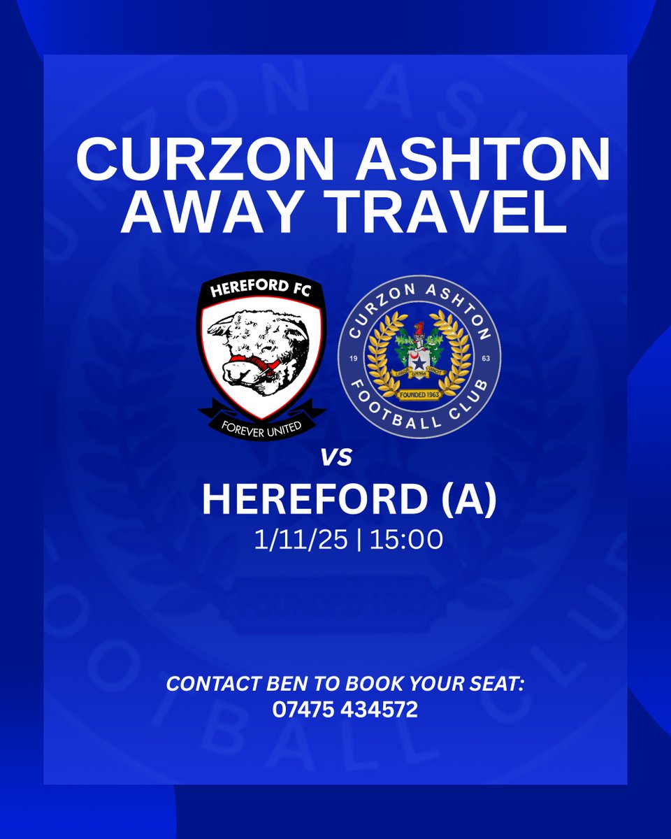 ℹ️ 𝗨𝗽𝗱𝗮𝘁𝗲  

Only 𝗧𝗪𝗢 seats remaining for this weekend's away trip to <a href="/HerefordFC/">HerefordFC</a>.

📲 Don’t miss out, book your seat!

#UTN | #TheNash