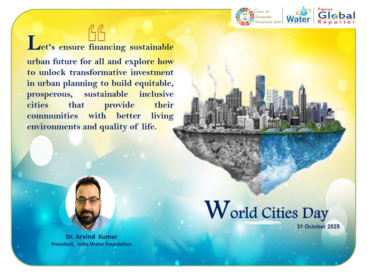 IndiaWaterFoun1's tweet photo. #worldcitiesday2025 #LocalAction #GlobalGoals #citieswithnature #climatechange #actlocaltogoglobal #greencities #sustainablecities #NatureBasedSolutions #ClimateChange #UrbanOctober #NaturalResources @PMOIndia @NITIAayog @narendramodi @MoHUA_India @UNHABITAT @mopr_goi @MoRD_GoI https://t.co/wK3GUZrGBc