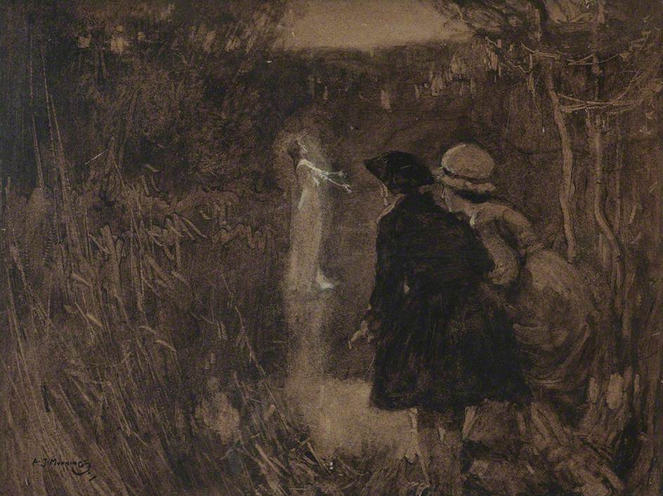 '..a country couple, starring in the moonlight at a female phantom'
The Haunted Mere <a href="/AlfredMunnings/">Munnings Art Museum</a> 
#OnlineArtExchange 

We have a few ghostly apparitions at Chenies Manor House... 
#Halloween #Spooky