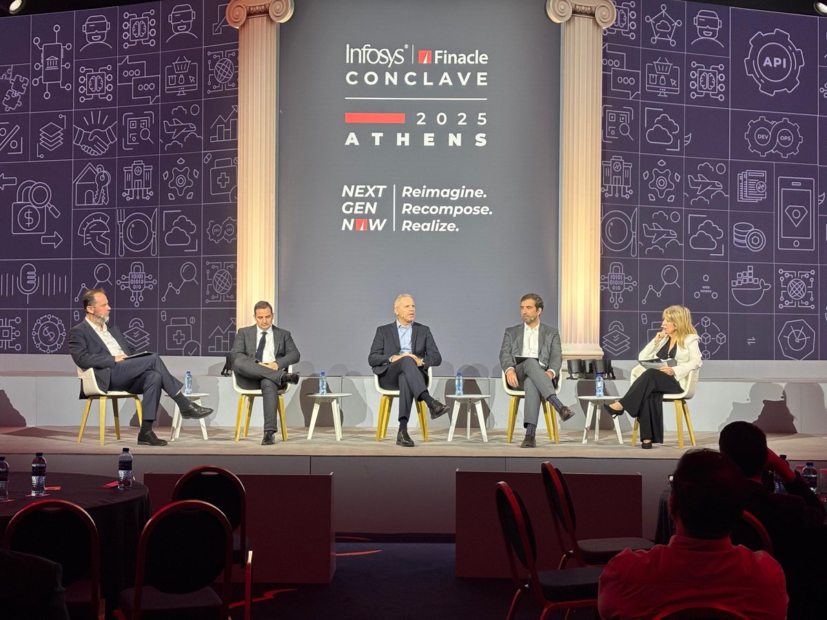 Finacle's tweet image. At #FinacleConclave, leaders from Greece’s top banks discussed how resilience, reinvention, and AI-led innovation are driving digital transformation—showcasing how traditional institutions can thrive in a fast-evolving financial world.

#DigitalTransformation #FutureofBanking