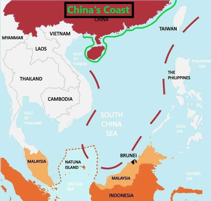 NguyenThih36's tweet image. Tell me, is it that hard to understand?

The green line shows &quot;legit&quot; coastline of #China, while the dotted line shows its baseless 9-dash line. These fictitious claims go miles beyond 200 NM framework of #UNCLOS.

China must learn to live in the civilized world. @CarpioJudge