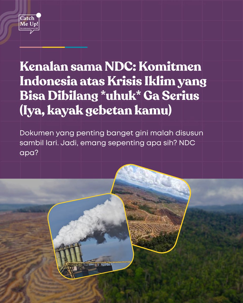 catchmeupco's tweet photo. NDC itu komitmen negara buat lawan krisis iklim. Tapi katanya sih, proses penyusunan dokumen sepenting ini nggak melibatkan publik. Jadi sebenernya pemerintah lagi nyelametin bumi atau cuma nyelametin citra sih? https://t.co/NStcbcvxOo