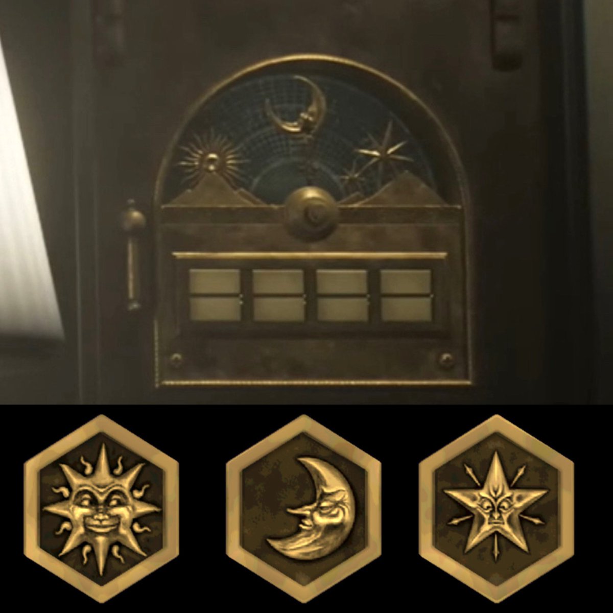 RE_Archives's tweet image. The latest trailer for Resident Evil Requiem references the crest puzzle from the original RE1!