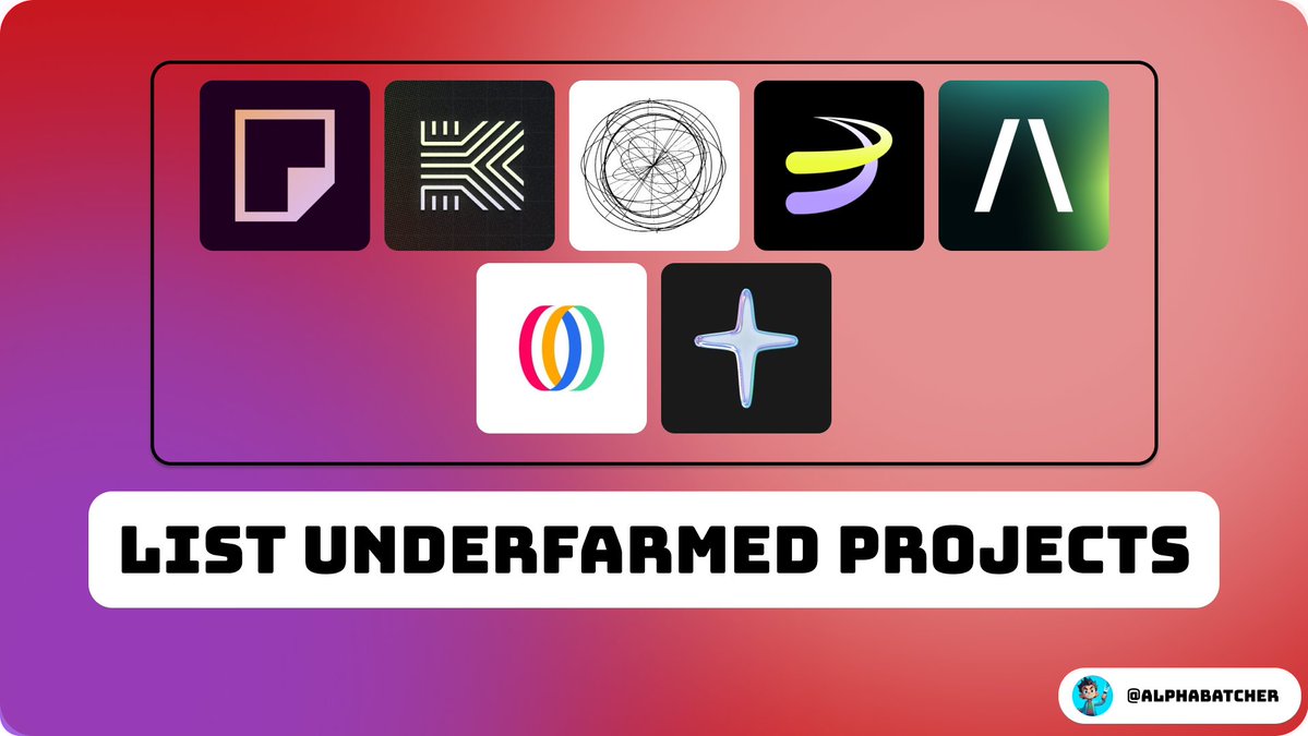 Alpha Batcher (@alphabatcher) on Twitter photo List of Underfarmed Projects (2.0) 🪂
Don’t miss out🧵👇
✤ <a href="/KeycardLabs/">Keycard</a> ($38M)
Guide: x.com/alphabatcher/s…
✤ <a href="/ambient_xyz/">ambient.xyz</a> ($7.2)
Guide: x.com/MaransCrypto/s…
✤ <a href="/RaylsLabs/">Rayls</a> ($32.3M)
Guide: x.com/Faycytw/status…
✤ <a href="/almanak/">Almanak</a> ($11.45M)
Guide: List of Underfarmed Projects (2.0) 🪂
Don’t miss out🧵👇
✤ <a href="/KeycardLabs/">Keycard</a> ($38M)
Guide: x.com/alphabatcher/s…
✤ <a href="/ambient_xyz/">ambient.xyz</a> ($7.2)
Guide: x.com/MaransCrypto/s…
✤ <a href="/RaylsLabs/">Rayls</a> ($32.3M)
Guide: x.com/Faycytw/status…
✤ <a href="/almanak/">Almanak</a> ($11.45M)
Guide: