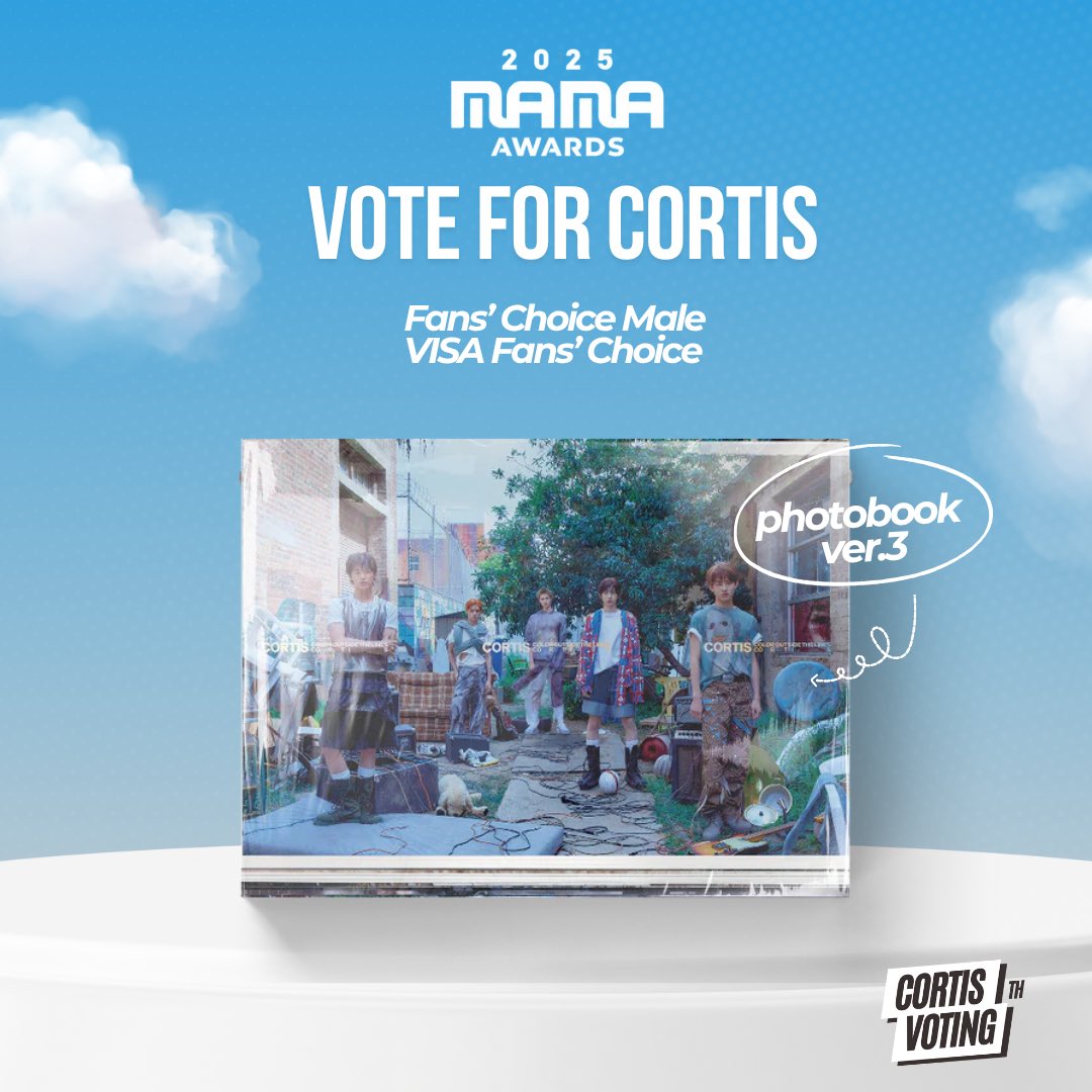 [🎁] แจกอัลบั้ม COTL Photobook Ver.3 จำนวน 1 รางวัล

🗳️ สำหรับคนโหวต Fans’ Choice Male บนแอป Mnet Plus รอบ 2 ให้ #CORTIS

📌 กติกา :  RT + Mention
- แคปหลักฐานการโหวต + คาดลายน้ำ
- ติดแท็ก #ชวนโหวตเด็กโหลดต่ำ #คอร์ติสพร้อมหม้อพร้อมเหลือแค่มาม่า
- ประกาศผลหลังปิดโหวตวันที่ 10/11