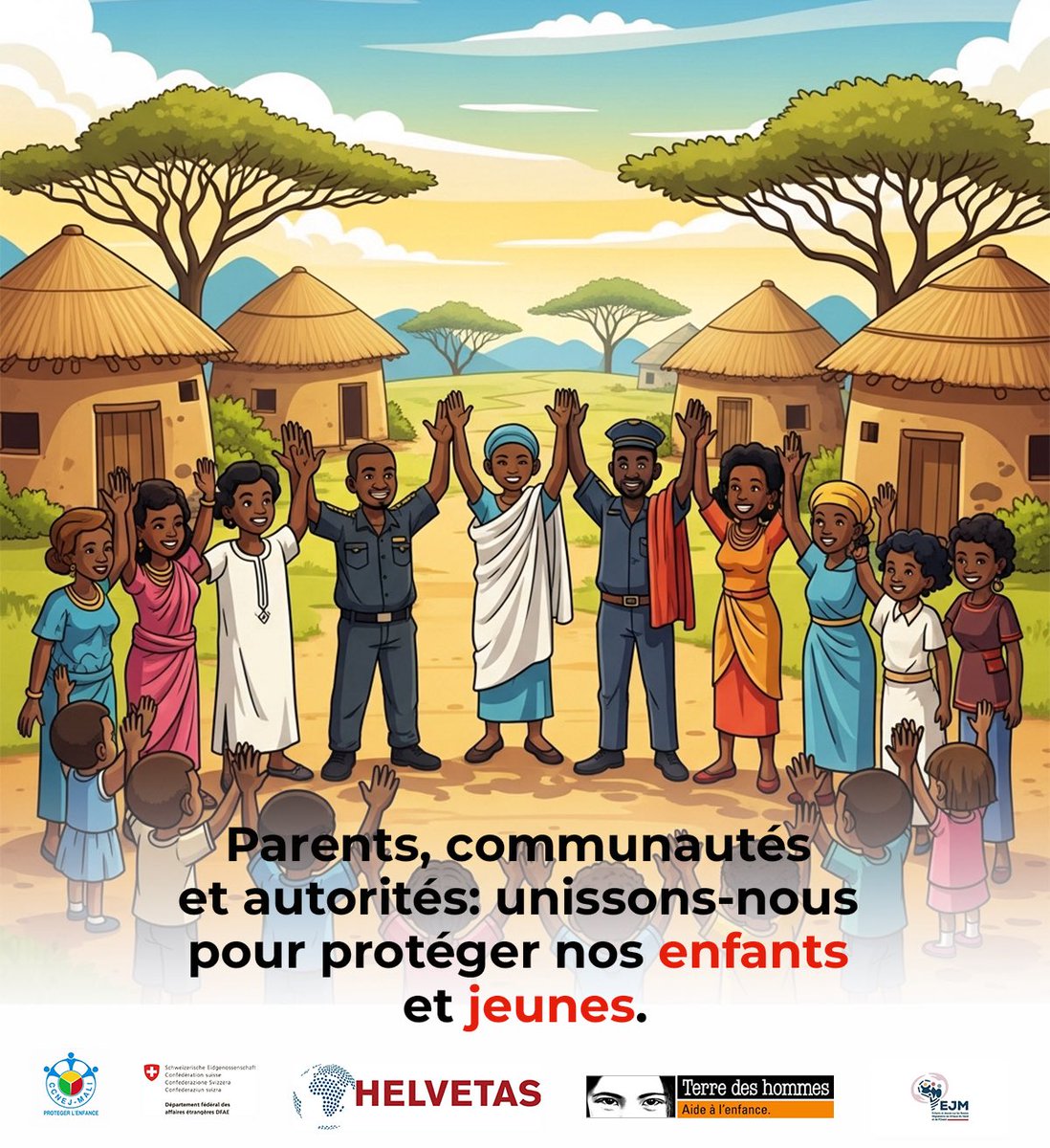 Parents, communautés et autorités : unissons-nous pour protéger nos enfants et jeunes.
Chacun a un rôle à jouer pour qu’aucun enfant ne soit contraint de partir trop tôt.
Agissons maintenant pour leur sécurité et leur avenir. ✊🏾

#CCNEJ #TerreDesHommes #EnfantsEtJeunes