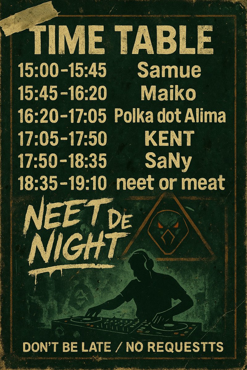 NeetdeNight's tweet photo. NEET de NIGHT[ニート・デ・ナイト]
ご来場いただいた皆さま　ありがとうございました🙏

エモーショナルなサウンドが会場を包み込む素晴らしい一日になりました🎚️🎛️

次回は2026年春を予定しております🤩
お楽しみに🙌 https://t.co/NwnSXt3ktA