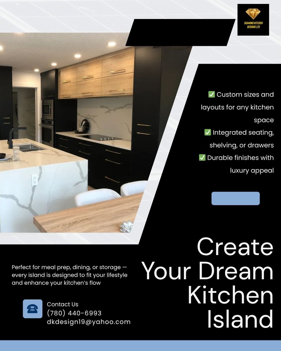 diamondkitchend's tweet image. Add function and flair with custom kitchen island cabinets by Diamond Kitchen Designs.
📍 8734 61 Ave NW, Edmonton, AB T6E 5P6
 📞 (780) 440-6993 | 📧 dkdesign19@yahoo.com
 🌐 diamondkitchendesigns.ca
#KitchenIslandDesign #CustomCabinetsEdmonton #DiamondKitchenDesigns