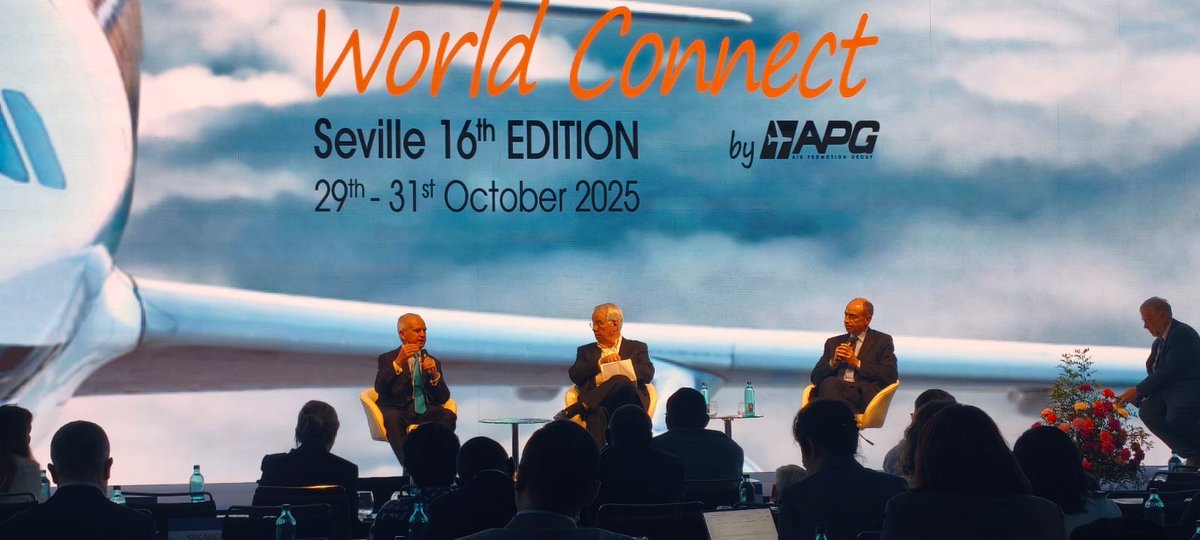 APG_Network's tweet image. On stage at #WorldConnect: Communicate. Coordinate. Collaborate. Global aviation leaders discuss how to speak one clear language across borders despite shared challenges and regulations. Moderated by Marc Rochet with Nick Calio &amp;amp; Jean-François Copé ✈️💬 #APGWC2025