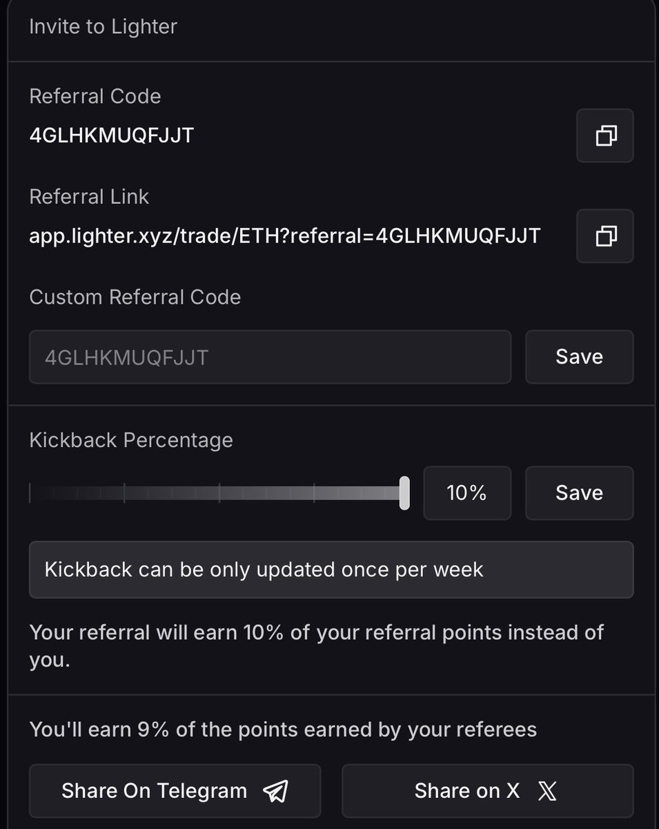 GillSaul9's tweet photo. @Icyy_tee @Lighter_xyz i’m giving back 10% of my points to everyone who trades using mine.

4GLHKMUQFJJT https://t.co/SLfl9D28TF