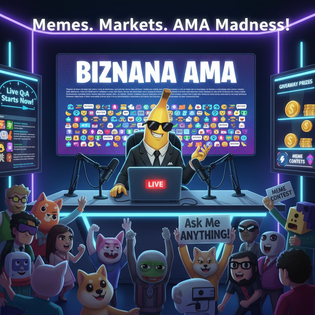 Biznana_Army's tweet image. 🎤 It’s Showtime for Biznana! 🍌⚡
The stage is set, the lights are on — and the most hyped AMA in crypto is about to begin! 🚀
Get ready for pure meme energy, exclusive updates, and some jaw-dropping surprises 👀💥
This isn’t just another AMA — it’s where the next big crypto…
