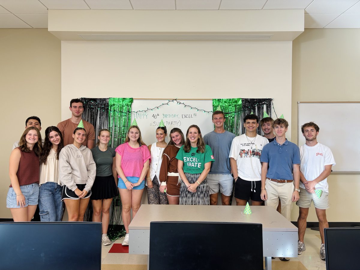 🎉Cam Pearce’s Data 200 classes had a blast “cell-ebrating” Microsoft Excel’s 40th birthday this fall! 

They threw (SUM)party complete with party hats, a raffle and plenty of Excel-themed gear. It was totally off the charts!😉

#BrockBusiness #SamfordU