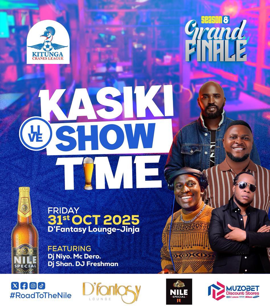 A final before the real final!🤩

We shall be at D’ Fantasy Lounge this Friday for the KASIKI show .

One last night of creating memories before we witness a day full of passion excitement and of course disappointments!

KASIKI Mood 🔛💯

#KitungaLeague #RoadToTheNile