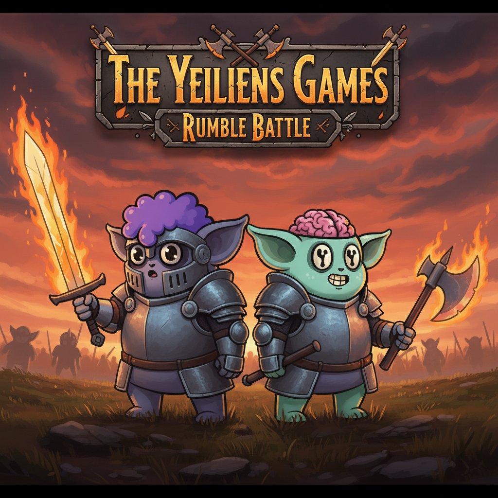 ⚔️The Yeiliens Games Season 2: Rumble ⚔️

We’re kicking off The Yeiliens Games Season 2 with Rumble!

Three rounds will take place in the Yeilien Arcade on Discord at 5:00 PM (UTC), Thursday the 30th.

Scoring per round:
🏆 Winner — 300 points
💥 Most Kills — 200 points
🥈