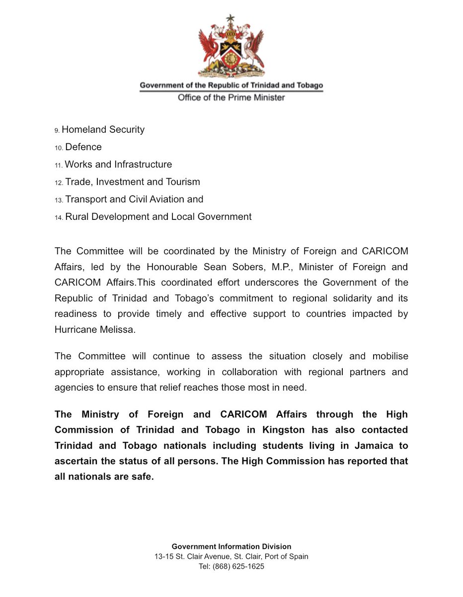 Trinidad and Tobago Government Communications tweet media