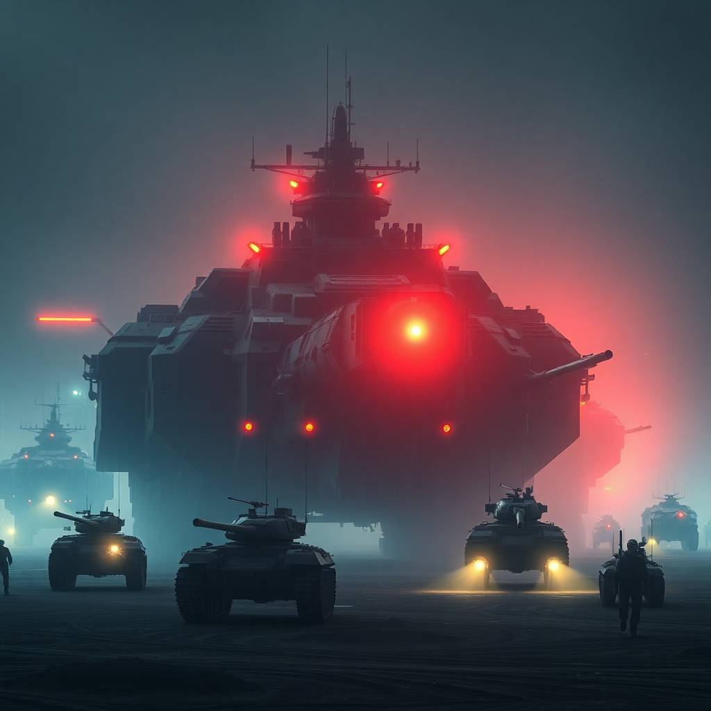 GamerNutter's tweet image. Some AI concept art for &quot;Dystopian battleship-sized tanks&quot; for inspiration

These were some of the best ones of 150

#IndieGameDev  #solodev #ai #concept #battlefortress #dystopian #epicmood #greatlighting