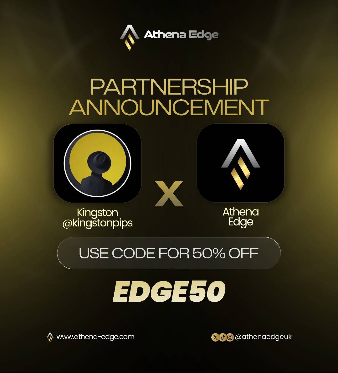 kingstonpips's tweet image. I’m thrilled to announce my partnership with @athenaedgeuk 🎉 

A venture - Backed Prop Trading Firm

✅ Match Trader 
✅ 24/7 Customer Support 
✅ Fast and reliable payouts 

Use my code &quot;&quot; to get 20% discount on every purchase.🔥

#consistencyiskey