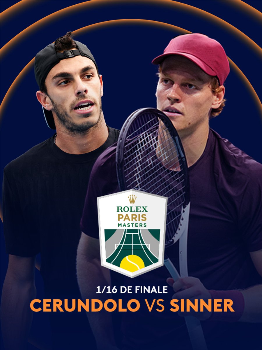 #Événement | #Tennis🎾 

Huitième de finale du #RolexParisMasters2025

🇦🇷 Francisco Cerúndolo affronte le numéro 2 mondial Jannik Sinner 🇮🇹

▶️ À suivre en direct à partir de 19h00 sur France.TV