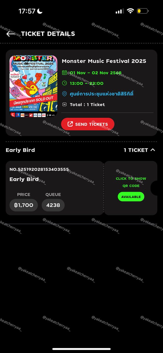yakeatcherryaa_'s tweet photo. ปล่อยบัตร monster เข้าได้สองวัน ติดธุระค่ะ🥹🙇🏼‍♀️ 
-1500 
🩷นัดรับได้/โทรได้คับ 
 #MonsterMusicFestival2025 #stylistshop #dior #ส่งต่อเสื้อผ้ามือ2 https://t.co/3FbLzqYvnn