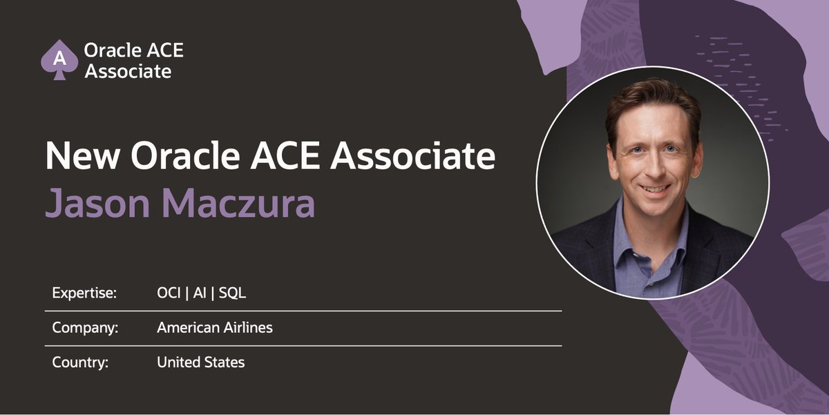 oracleace's tweet image. 🎉 Please join us in welcoming #OracleACE Associate Jason Maczura!
A dynamic Technology Delivery Leader, Jason drives IT transformation at American Airlines, leads Kubernetes cloud migrations, and supports key partnerships. With expertise in Siebel, cloud, and CRM, Jason is…