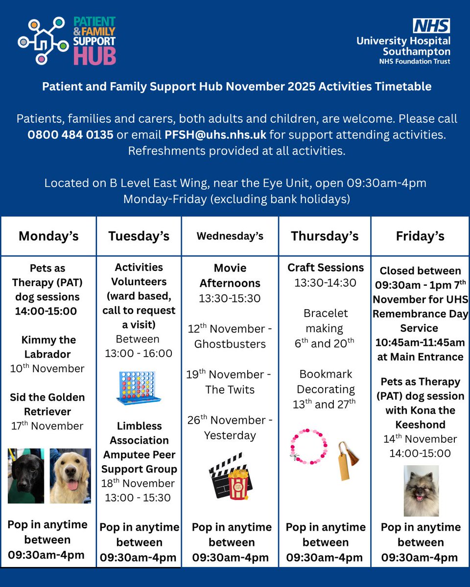 Its that time of the month again where we share our activities timetable for the month ahead! Please see the graphic for our November 2025 timetable ❤️