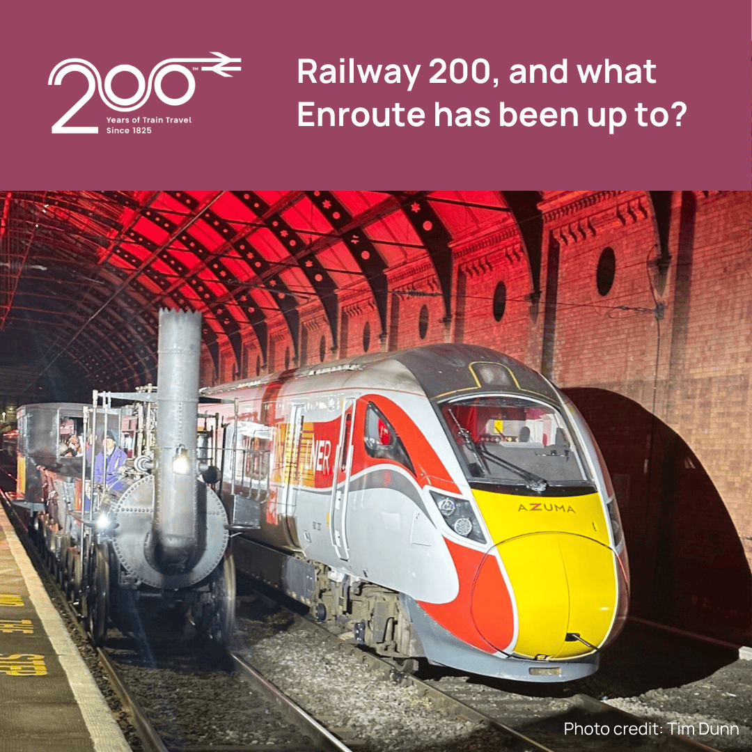 Enroute_CIC's tweet photo. From the return of the historic Locomotion No. 1 to the tour of the Inspiration train, the rail industry has been celebrating #Railway200. We here at Enroute have been working hard behind the scenes on exciting new research projects: https://t.co/O1iOpNYorx https://t.co/7NJW84FtsJ