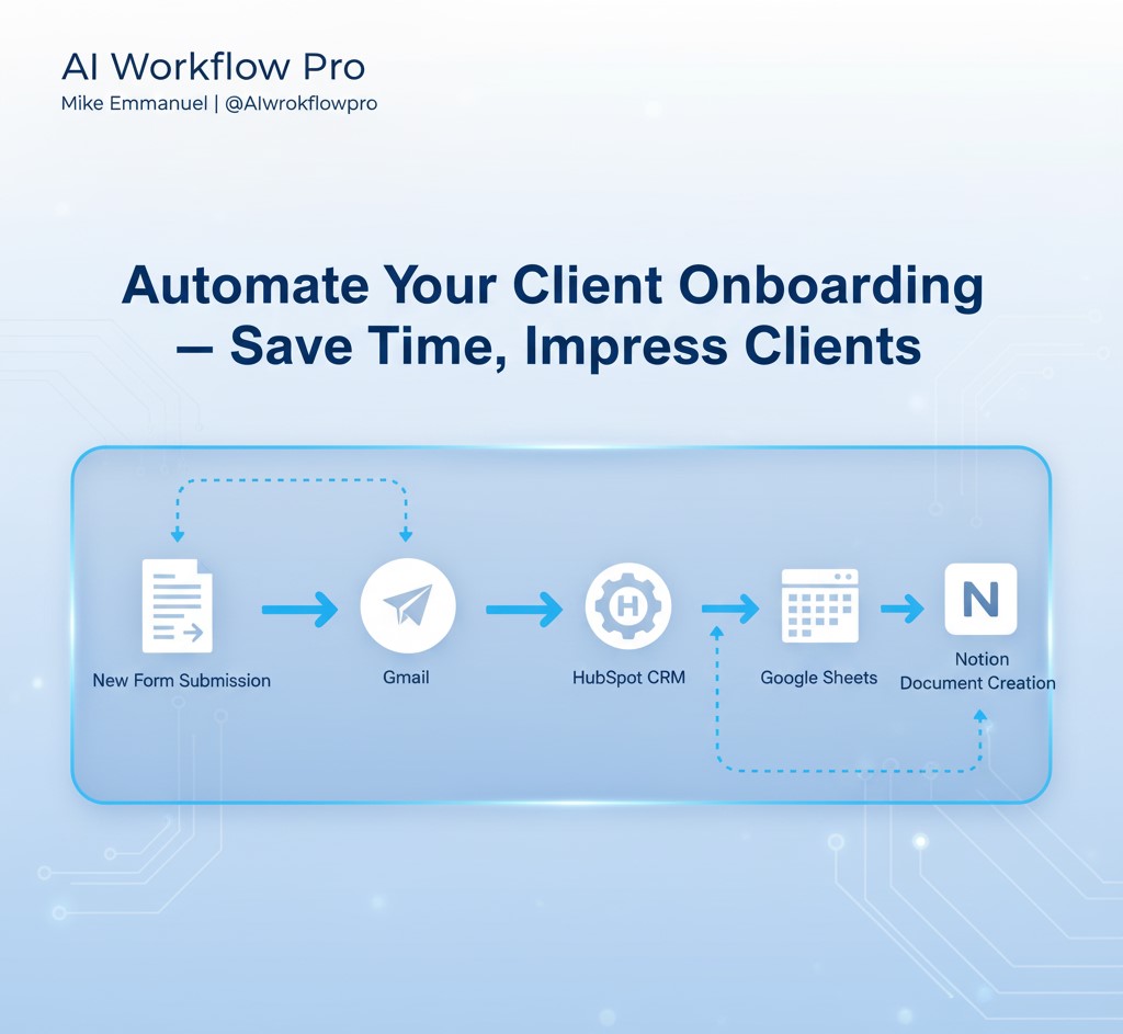 AIWorkflowspro's tweet image. Day 13

How to Automate Your Client Onboarding Process
Client onboarding is one of the most crucial parts of any business; it sets the tone for your entire relationship.
.#AIAutomation #BusinessGrowth #ClientOnboarding #AIWorkflowPro #AutomationTools #Zapier #n8n #MakeAutomation